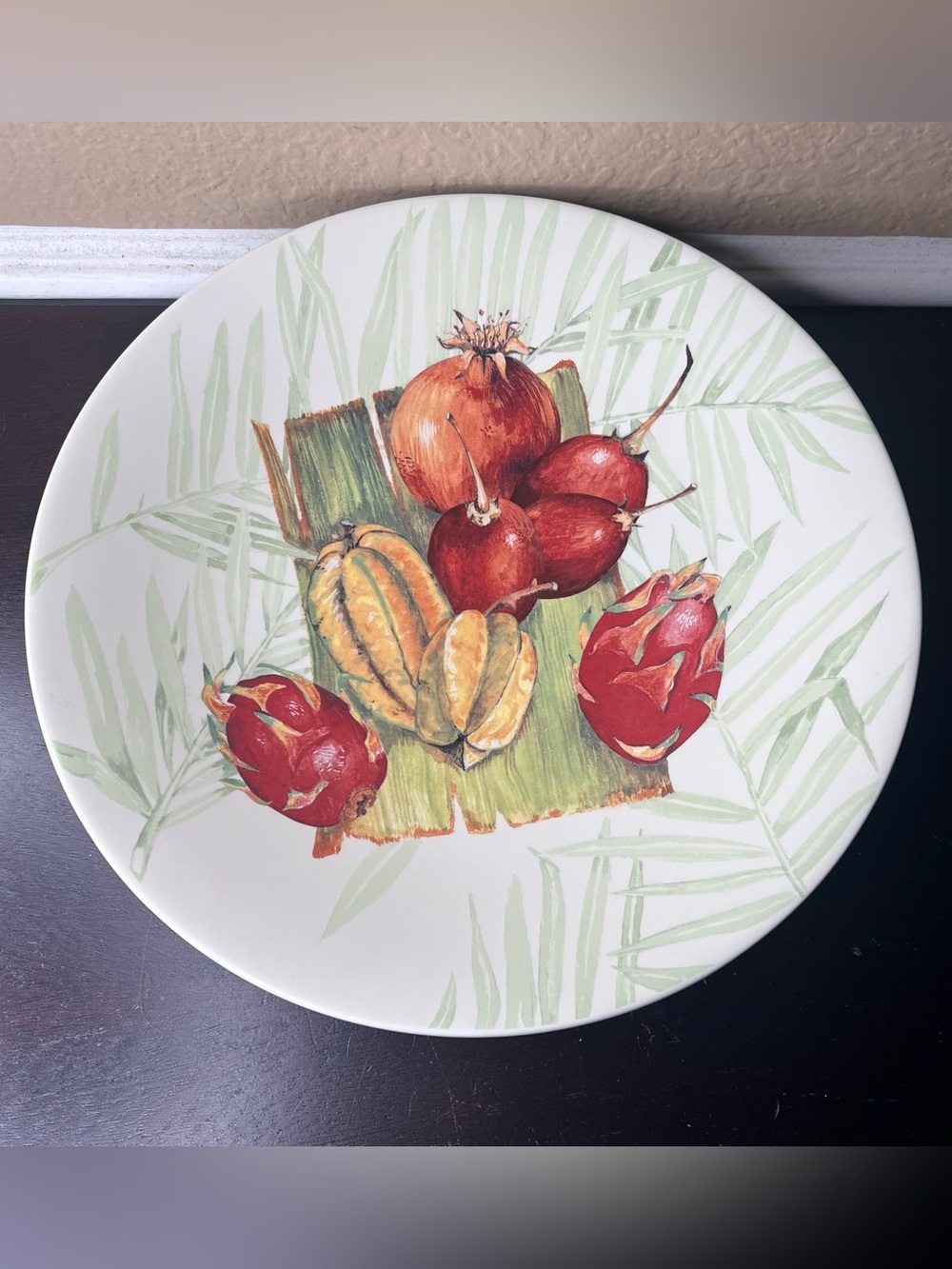 RARE Vintage 1990s Gien France Exotic Fruit Faience 12" Serving Platter